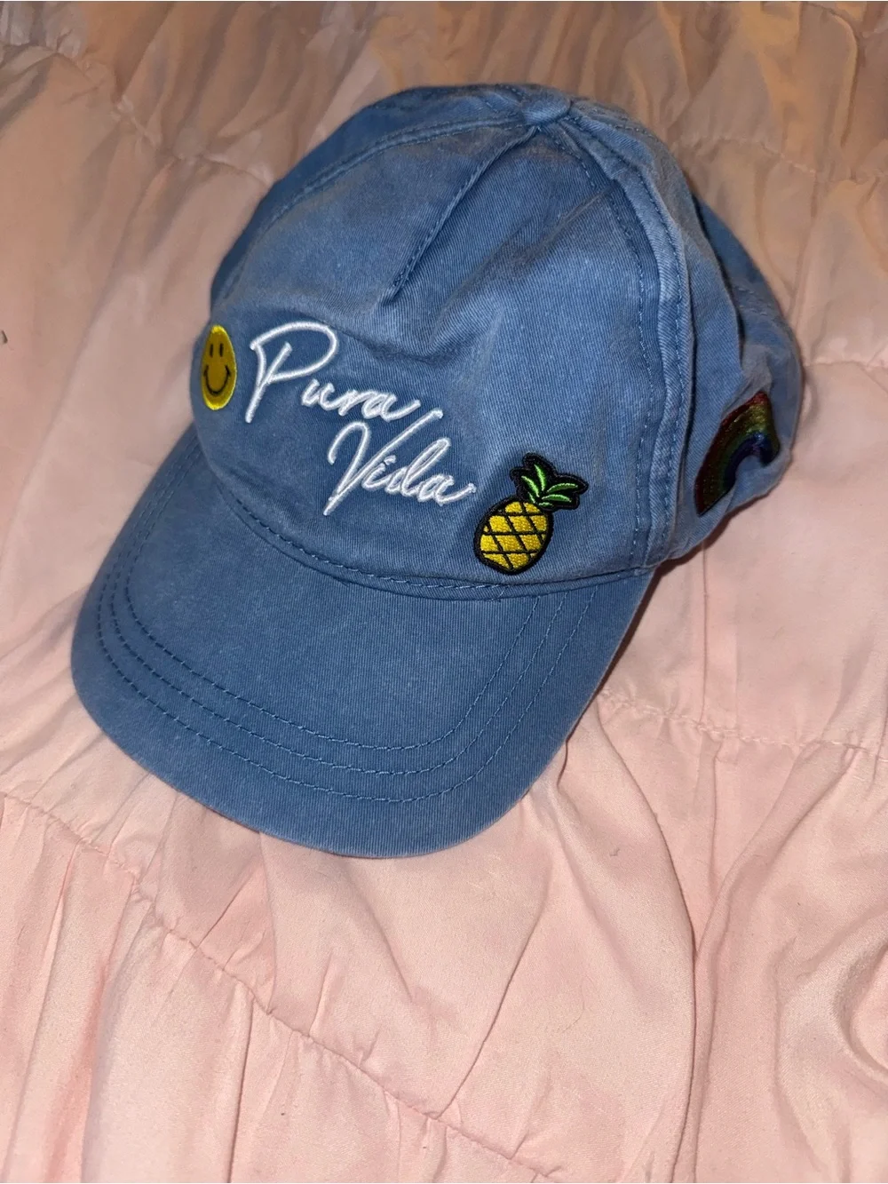 Pura Vida Light Blue Pineapple Patch Hat costa rica